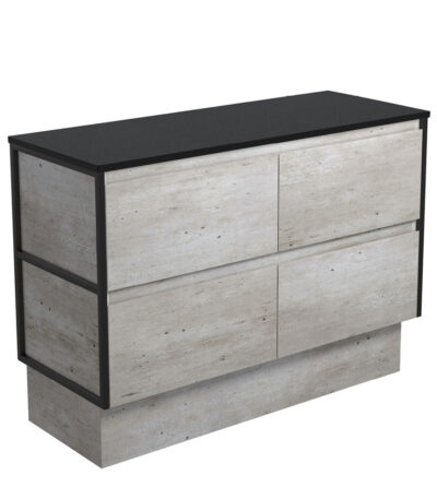 Amato Industrial 1200 Cabinet on Kickboard, Matte Black Frames