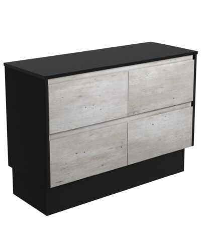 Amato Industrial 1200 Cabinet on Kickboard, Satin Black Panels