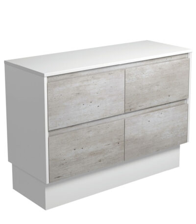 Amato Industrial 1200 Cabinet on Kickboard, Satin White Panels