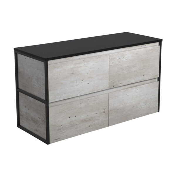 Amato Industrial 1200 Wall-Hung Cabinet, Matte Black Frames