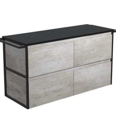 Amato Industrial 1200 Wall-Hung Cabinet, Matte Black Towel Rails