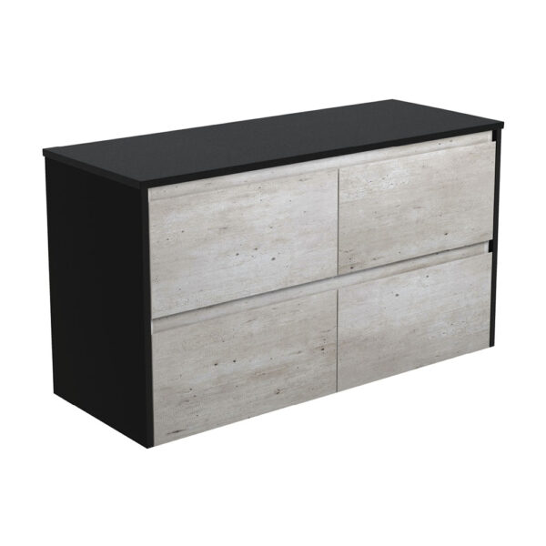 Amato Industrial 1200 Wall-Hung Cabinet, Satin Black Panels