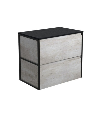 Amato Industrial 750 Wall-Hung Cabinet, Matte Black Frames