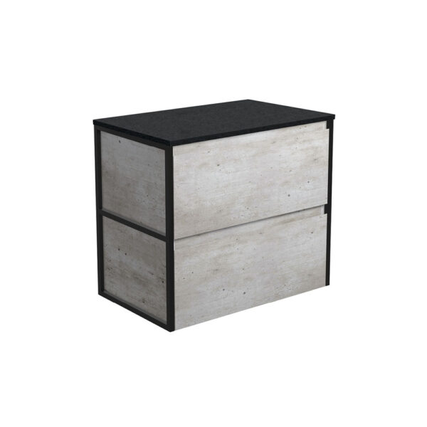 Amato Industrial 750 Wall-Hung Cabinet, Matte Black Frames