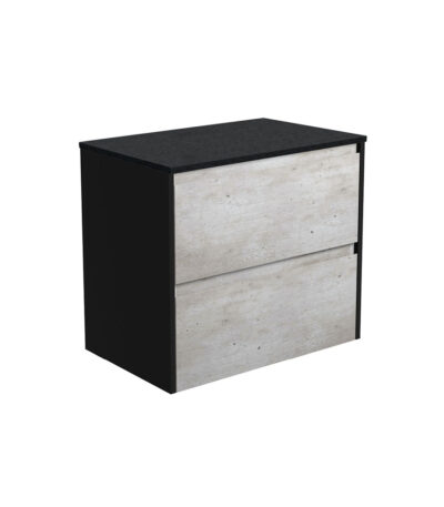 Amato Industrial 750 Wall-Hung Cabinet, Satin Black Panels