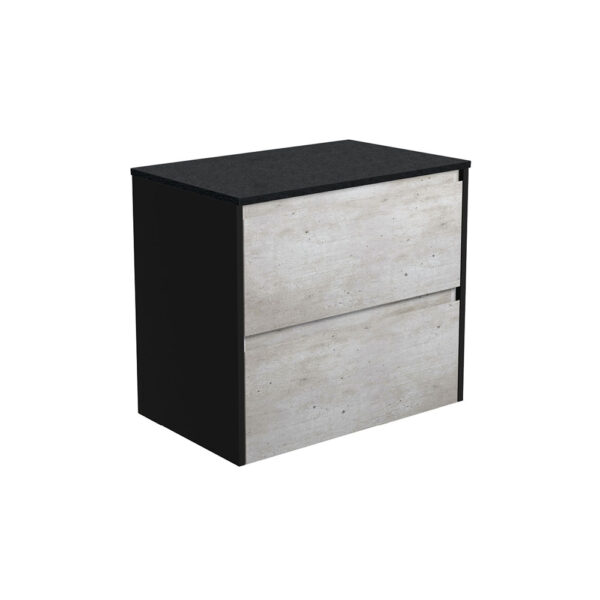 Amato Industrial 750 Wall-Hung Cabinet, Satin Black Panels