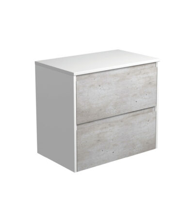Amato Industrial 750 Wall-Hung Cabinet, Satin White Panels