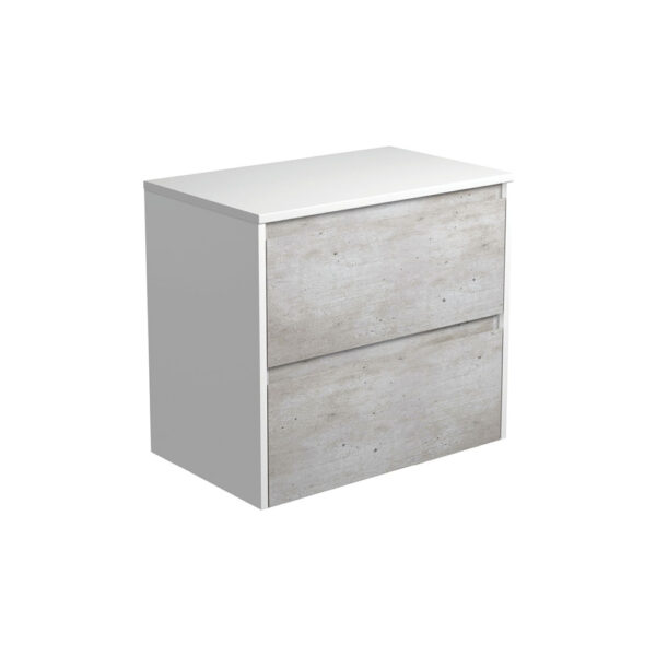 Amato Industrial 750 Wall-Hung Cabinet, Satin White Panels