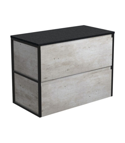 Amato Industrial 900 Wall-Hung Cabinet, Matte Black Frames