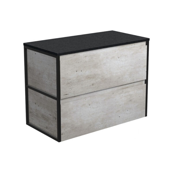 Amato Industrial 900 Wall-Hung Cabinet, Matte Black Frames