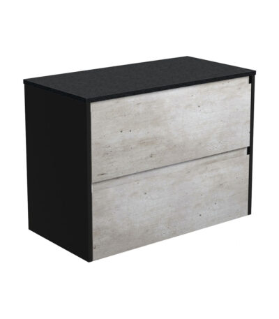 Amato Industrial 900 Wall-Hung Cabinet, Satin Black Panels