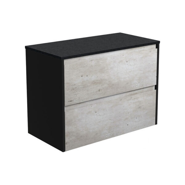 Amato Industrial 900 Wall-Hung Cabinet, Satin Black Panels