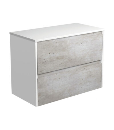 Amato Industrial 900 Wall-Hung Cabinet, Satin White Panels