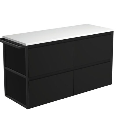 Amato Satin Black 1200 Wall-Hung Cabinet, 1 Frame & 1 Towel Rail