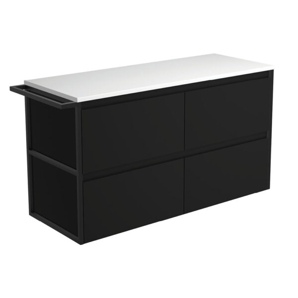 Amato Satin Black 1200 Wall-Hung Cabinet, 1 Frame & 1 Towel Rail