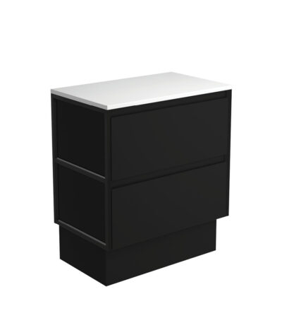 Amato Satin Black 750 Cabinet on Kickboard, Matte Black Frames