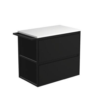 Amato Satin Black 750 Wall-Hung Cabinet, 1 Frame & 1 Towel Rail