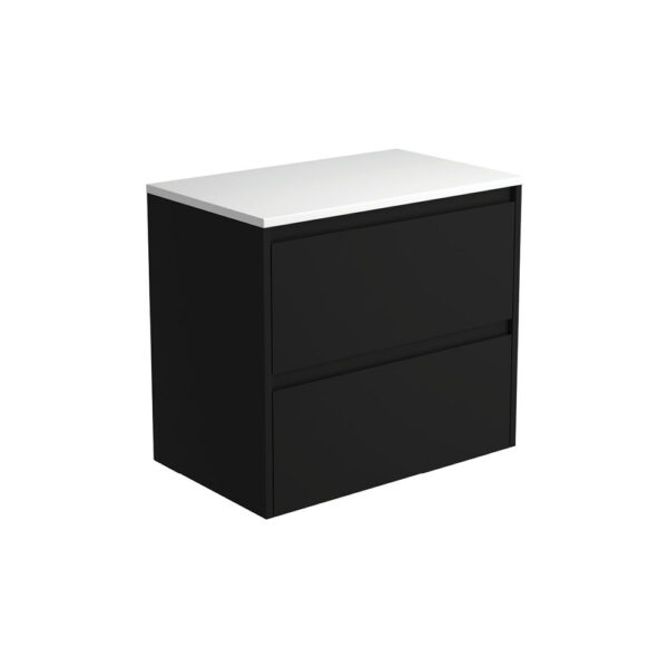 Amato Satin Black 750 Wall-Hung Cabinet, Satin Black Panels