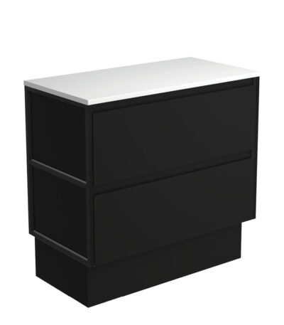 Amato Satin Black 900 Cabinet on Kickboard, Matte Black Frames