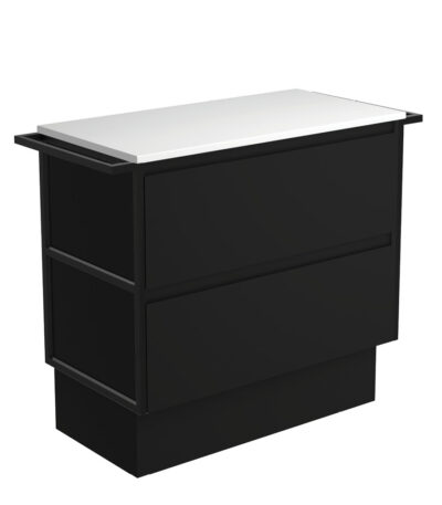 Amato Satin Black 900 Cabinet on Kickboard, Matte Black Towel Rails