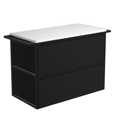 Amato Satin Black 900 Wall-Hung Cabinet, Matte Black Towel Rails