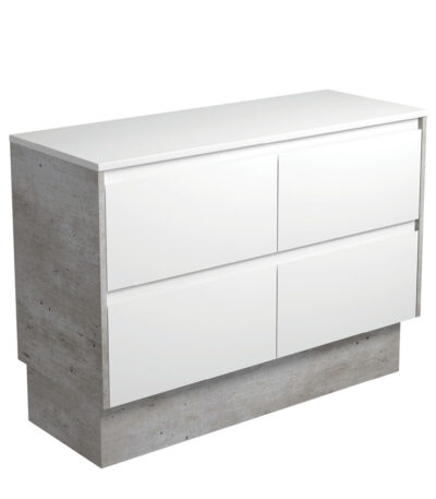 Amato Satin White 1200 Cabinet on Kickboard, Industrial Panels