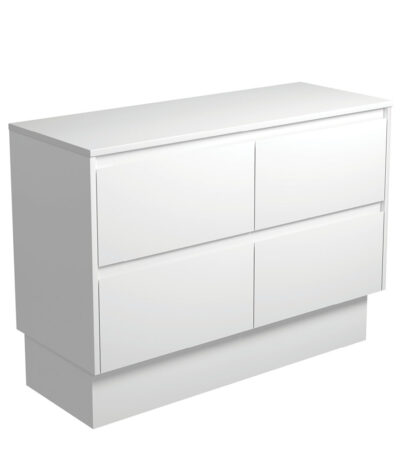Amato Satin White 1200 Cabinet on Kickboard, Satin White Panels