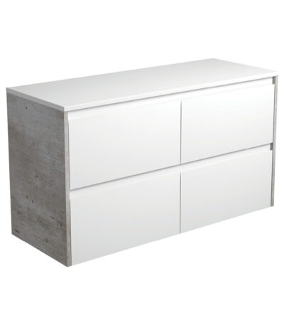 Amato Satin White 1200 Wall-Hung Cabinet, Industrial Panels