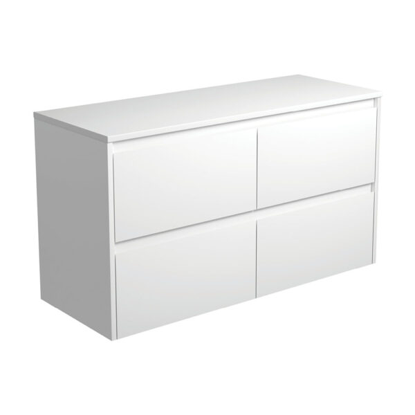 Amato Satin White 1200 Wall-Hung Cabinet, Satin White Panels