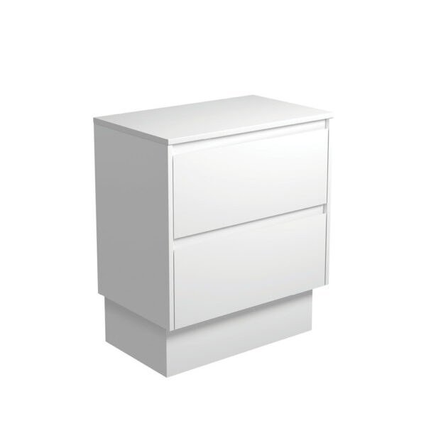 Amato Satin White 750 Cabinet on Kickboard, Satin White Panels