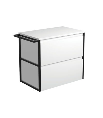 Amato Satin White 750 Wall-Hung Cabinet, 1 Frame & 1 Towel Rail