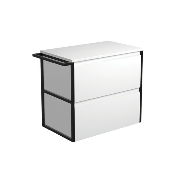 Amato Satin White 750 Wall-Hung Cabinet, 1 Frame & 1 Towel Rail