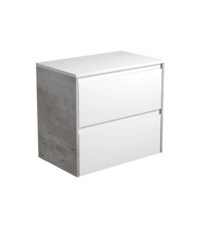 Amato Satin White 750 Wall-Hung Cabinet, Industrial Panels
