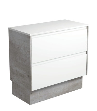 Amato Satin White 900 Cabinet on Kickboard, Industrial Panels