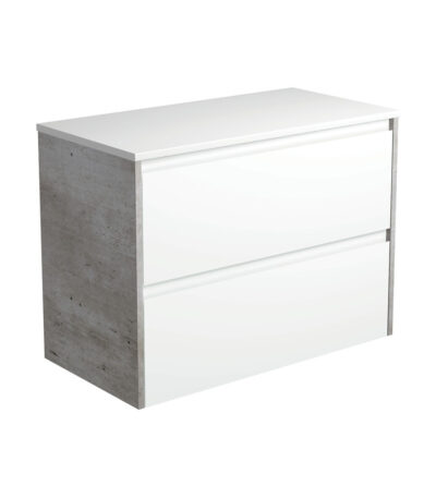 Amato Satin White 900 Wall-Hung Cabinet, Industrial Panels