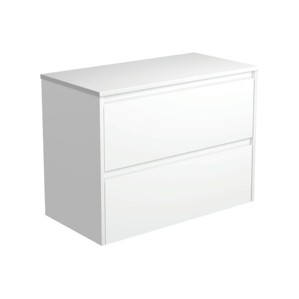 Amato Satin White 900 Wall-Hung Cabinet, Satin White Panels