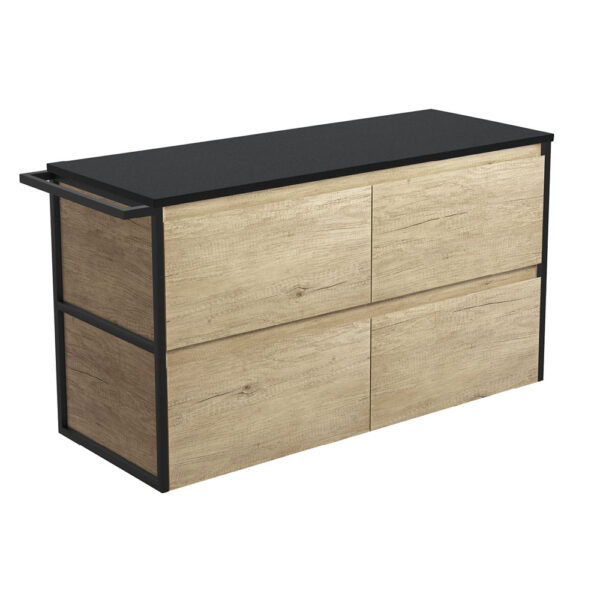 Amato Scandi Oak 1200 Wall-Hung Cabinet, 1 Frame & 1 Towel Rail