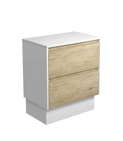 Amato Scandi Oak 750 Cabinet on Kickboard, Satin White Panels