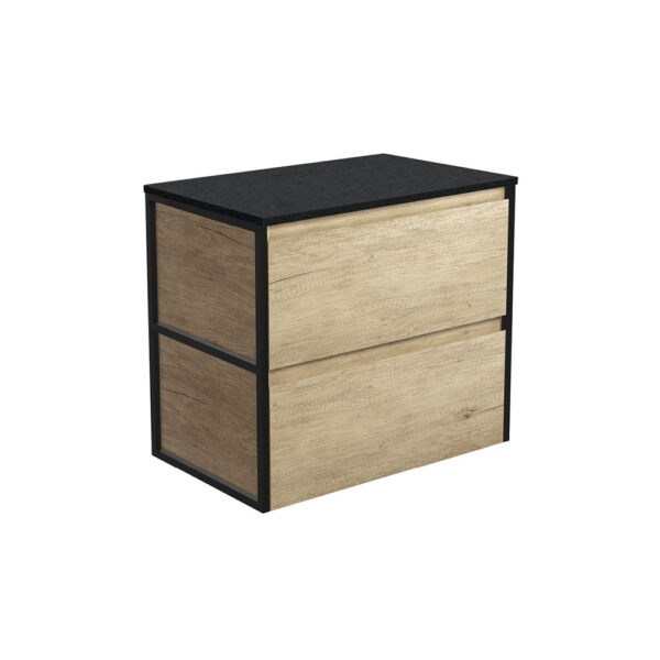 Amato Scandi Oak 750 Wall-Hung Cabinet, Matte Black Frames
