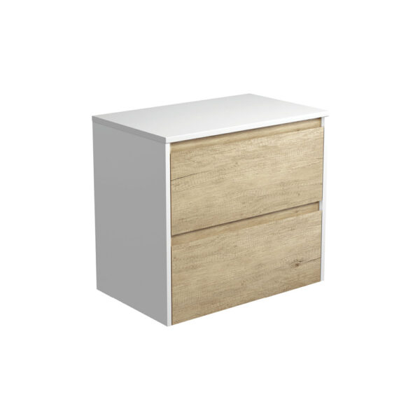 Amato Scandi Oak 750 Wall-Hung Cabinet, Satin White Panels