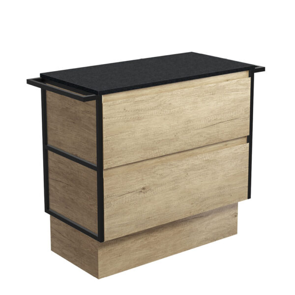 Amato Scandi Oak 900 Cabinet on Kickboard, Matte Black Towel Rails
