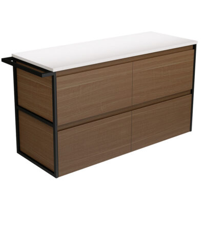 Amato Walnut 1200 Wall-Hung Cabinet, 1 Frame & 1 Towel Rail
