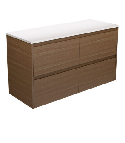 Amato Walnut 1200 Wall Hung Cabinet, Walnut Panels
