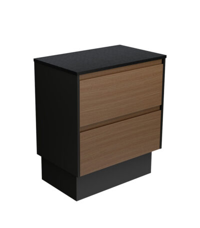 Amato Walnut 750 Cabinet on Kickboard, Satin Black Panels