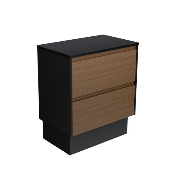 Amato Walnut 750 Cabinet on Kickboard, Satin Black Panels