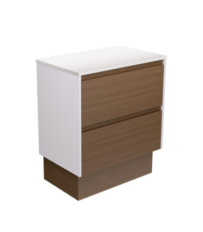 Amato Walnut 750 Cabinet on Kickboard, Satin White Panels