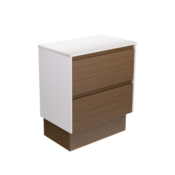 Amato Walnut 750 Cabinet on Kickboard, Satin White Panels