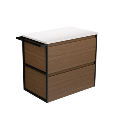 Amato Walnut 750 Wall-Hung Cabinet, 1 Frame & 1 Towel Rail