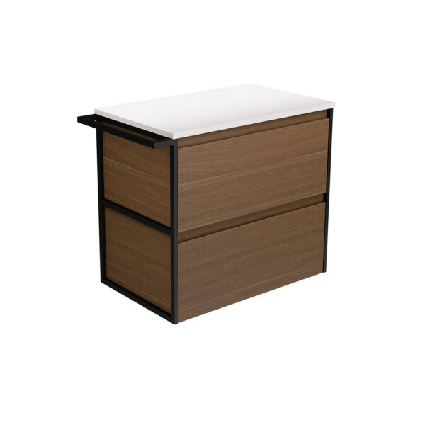 Amato Walnut 750 Wall-Hung Cabinet, 1 Frame & 1 Towel Rail