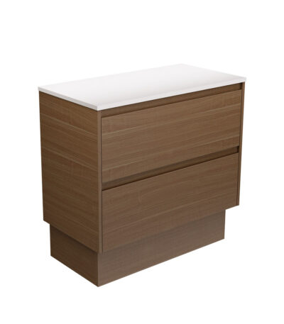 Amato Walnut 900 Cabinet on Kickboard, Walnut Panels